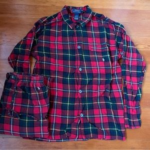 Polo Ralph Lauren Red Plaid Shirt Men’s Med Pajama Top & Bottoms Excellent